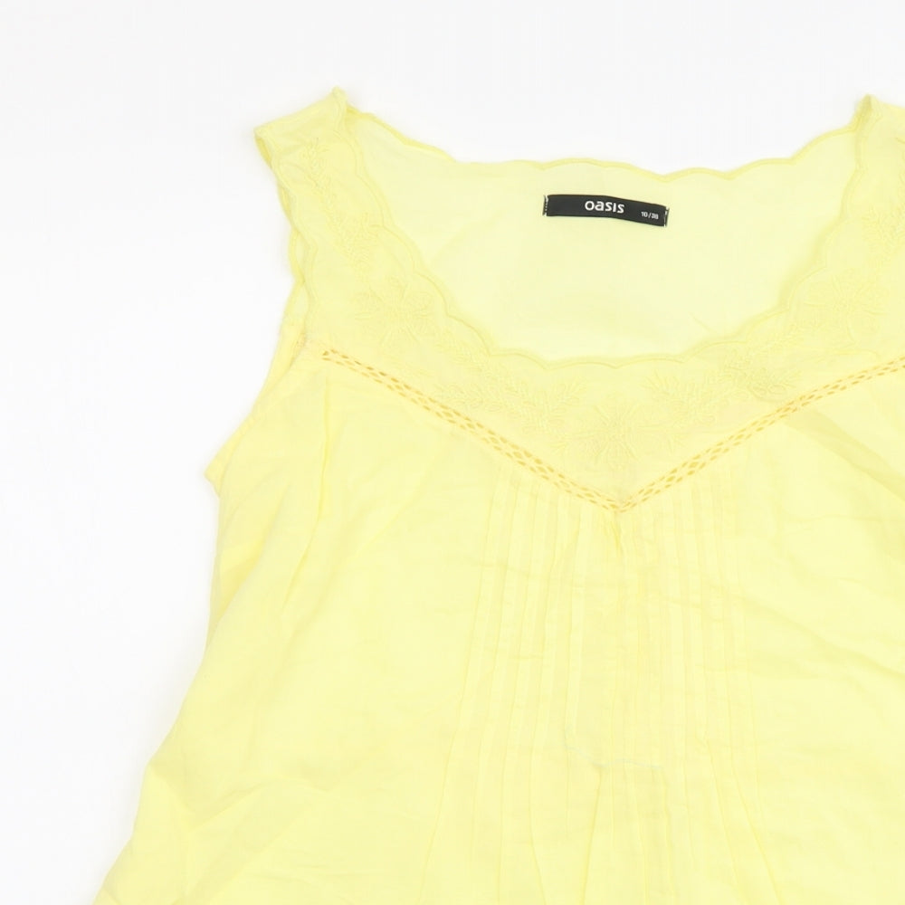 Womens UK Size 10 Oasis Yellow Basic Tank