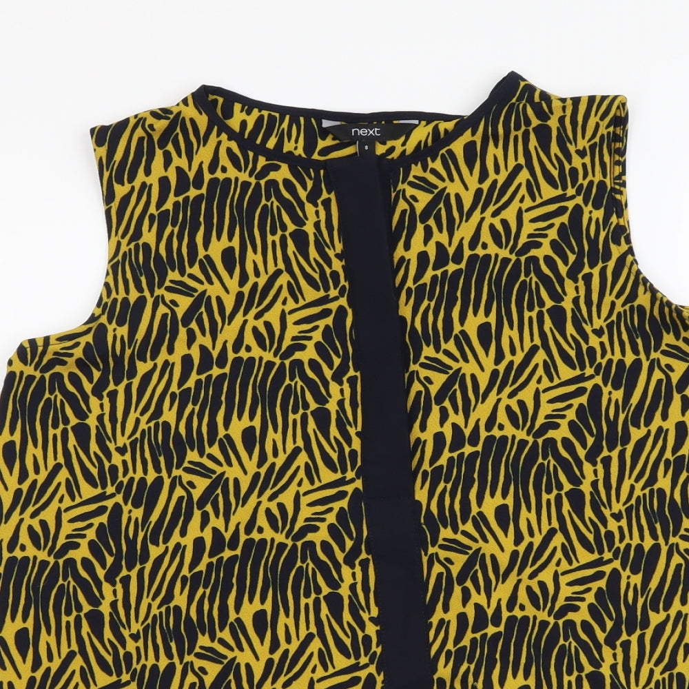 Womens UK Size 8 NEXT Yellow Basic Button-Up
