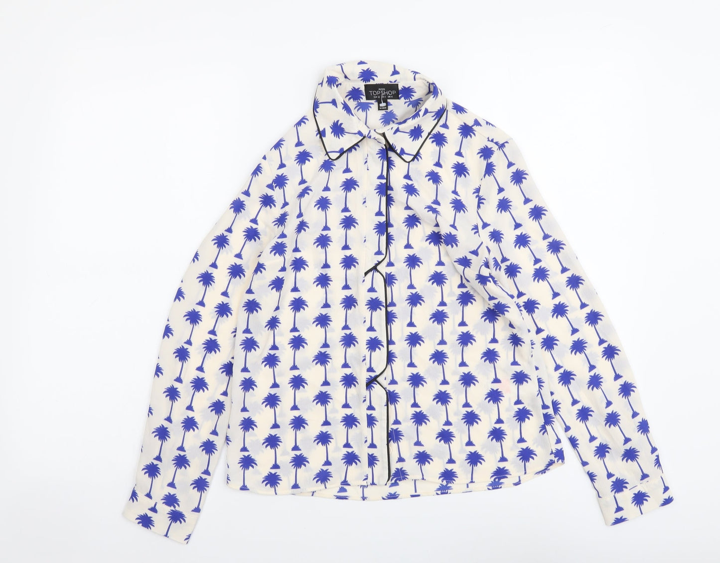Womens UK Size 4 Topshop White Basic Button-Up