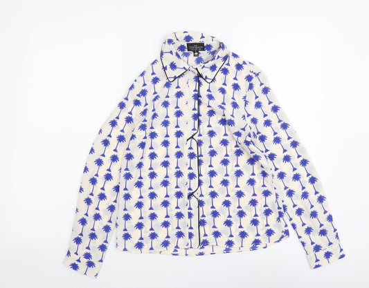 Womens UK Size 4 Topshop White Basic Button-Up