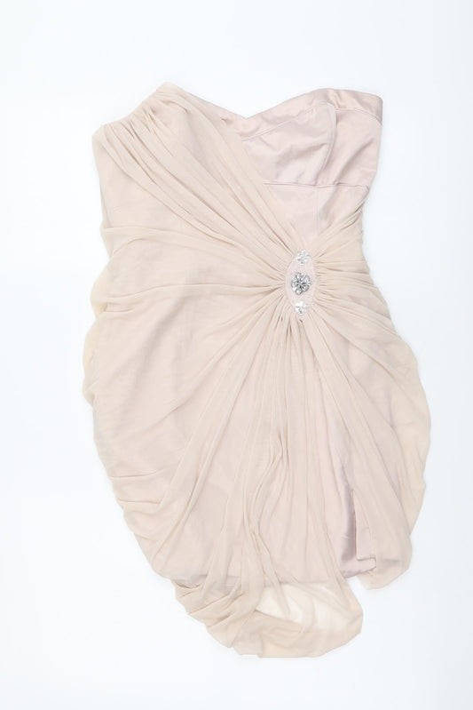 Lipsy Womens Pink Polyamide Mini Size 10 Sweetheart Zip