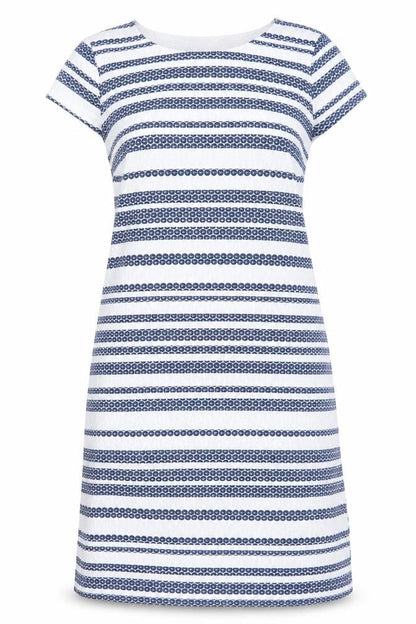 Stella Womens White Striped Polyester A-Line Size 12 Round Neck Zip