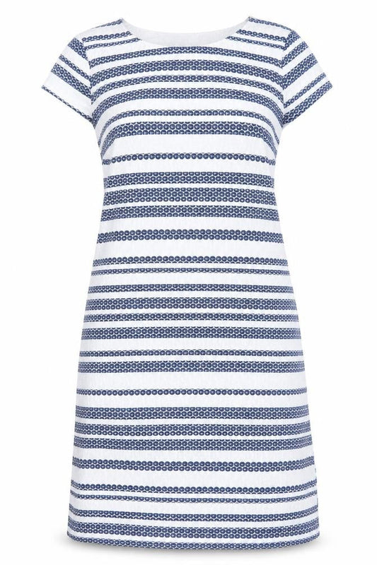 Stella Womens White Striped Polyester A-Line Size 12 Round Neck Zip