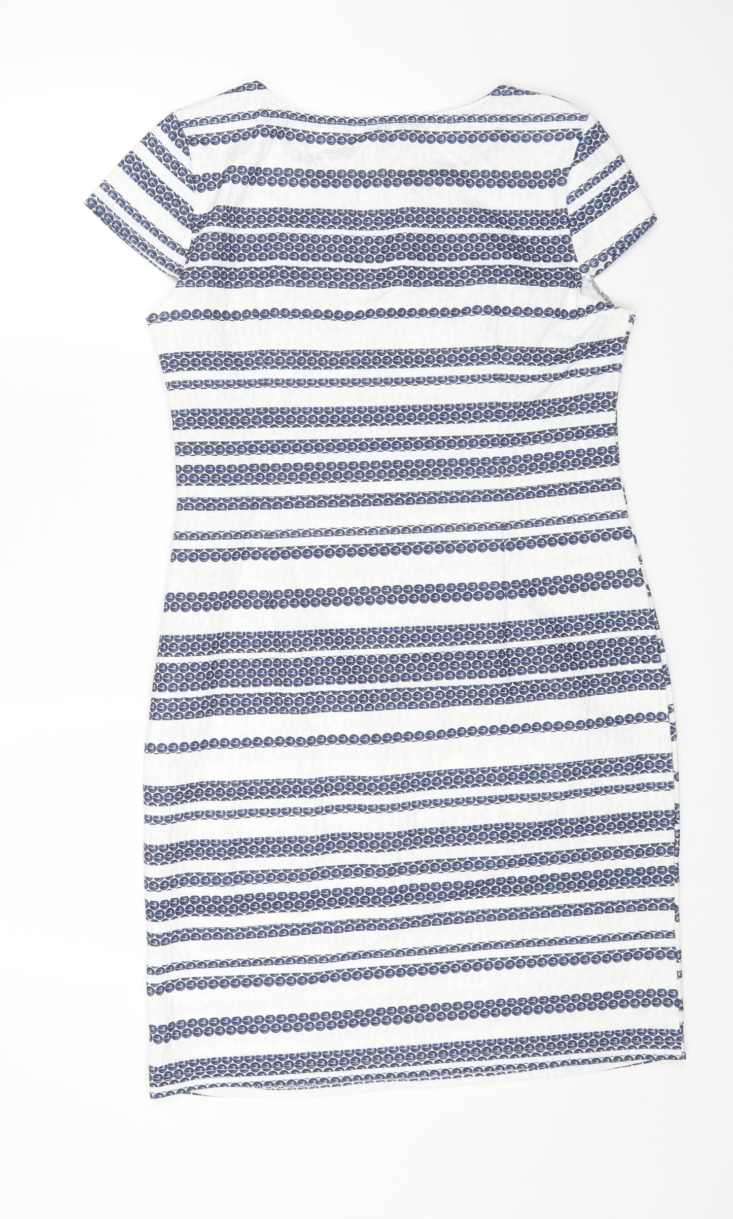 Stella Womens White Striped Polyester A-Line Size 12 Round Neck Zip