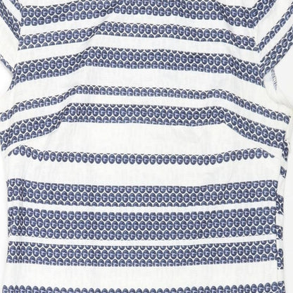 Stella Womens White Striped Polyester A-Line Size 12 Round Neck Zip