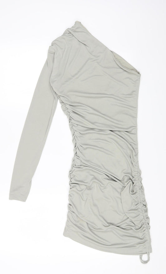 Zara Womens Grey Polyester Bodycon Size XS Off the Shoulder Zip