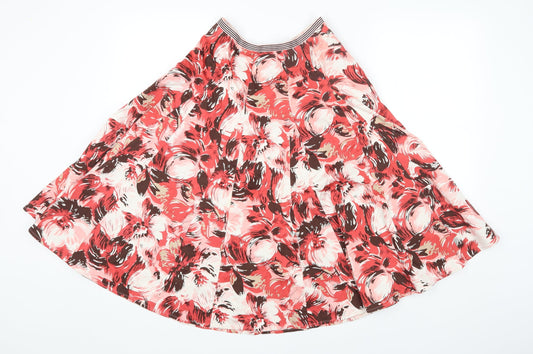 Phase Eight Womens Multicoloured Floral Cotton Flare Skirt Size 8 Zip