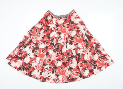 Phase Eight Womens Multicoloured Floral Cotton Flare Skirt Size 8 Zip