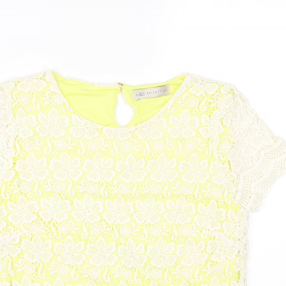 Marks and Spencer Womens Multicoloured Cotton Basic T-Shirt Size 8 Round Neck