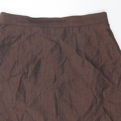 Marks and Spencer Womens Brown Linen Straight & Pencil Skirt Size 12 Zip