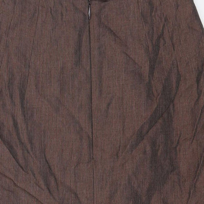 Marks and Spencer Womens Brown Linen Straight & Pencil Skirt Size 12 Zip