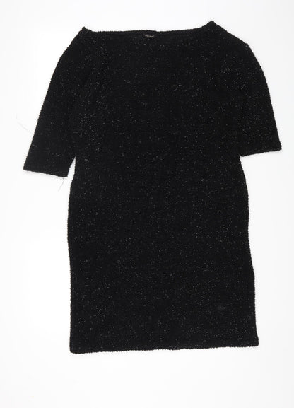 River Island Womens Black Polyester Shift Size 12 Square Neck Pullover