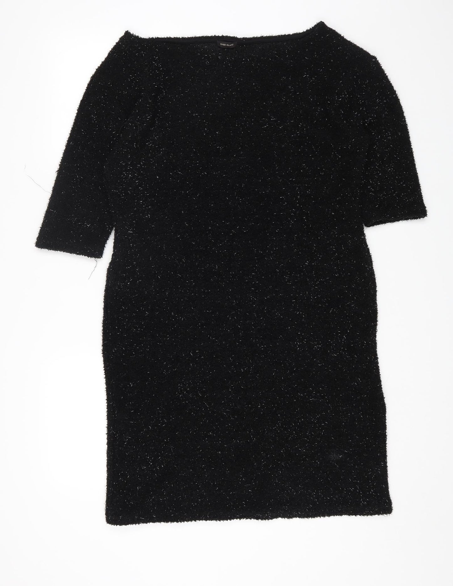 River Island Womens Black Polyester Shift Size 12 Square Neck Pullover