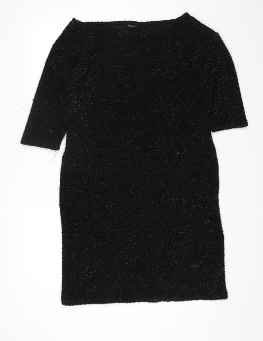 River Island Womens Black Polyester Shift Size 12 Square Neck Pullover