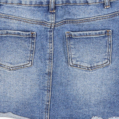 Denim & Co. Girls Blue Cotton Mini Skirt Size 6-7 Years Regular Zip