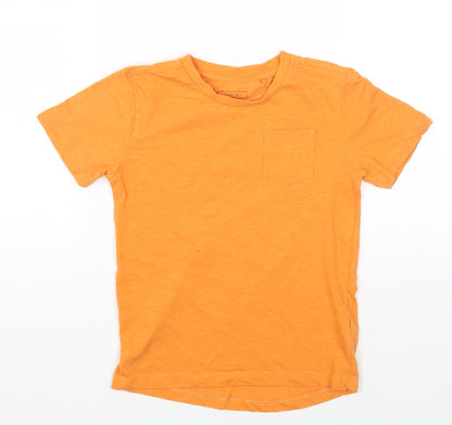 NEXT Boys Orange Cotton Basic T-Shirt Size 5 Years Round Neck Pullover