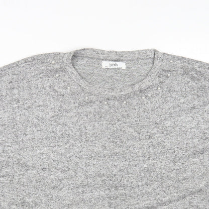 Womens UK Size L Wallis Grey Basic T-Shirt