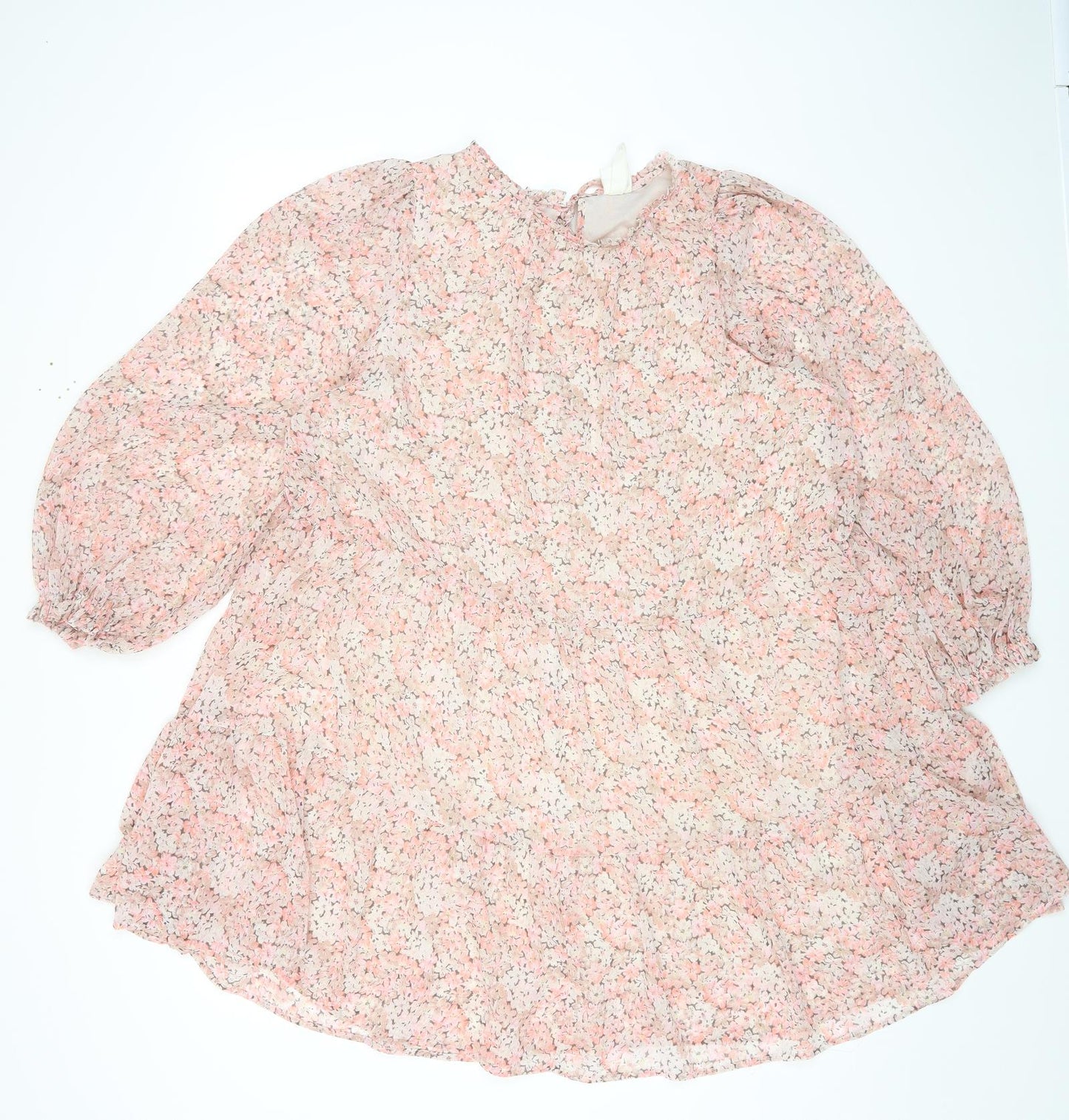 H&M Womens Multicoloured Floral Polyester A-Line Size S Round Neck Tie