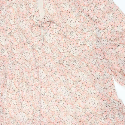 H&M Womens Multicoloured Floral Polyester A-Line Size S Round Neck Tie