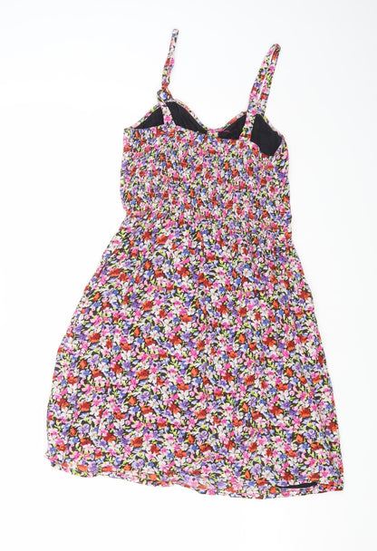 New Look Womens Multicoloured Floral Viscose Fit & Flare Size 6 Sweetheart Pullover