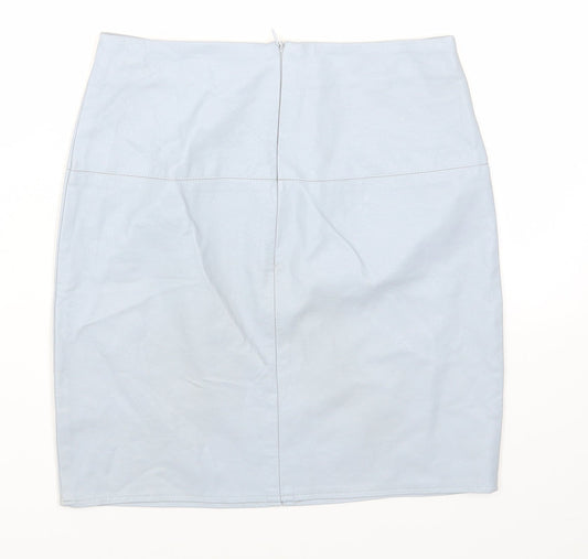 Missguided Womens Blue Polyester Mini Skirt Size 8 Zip
