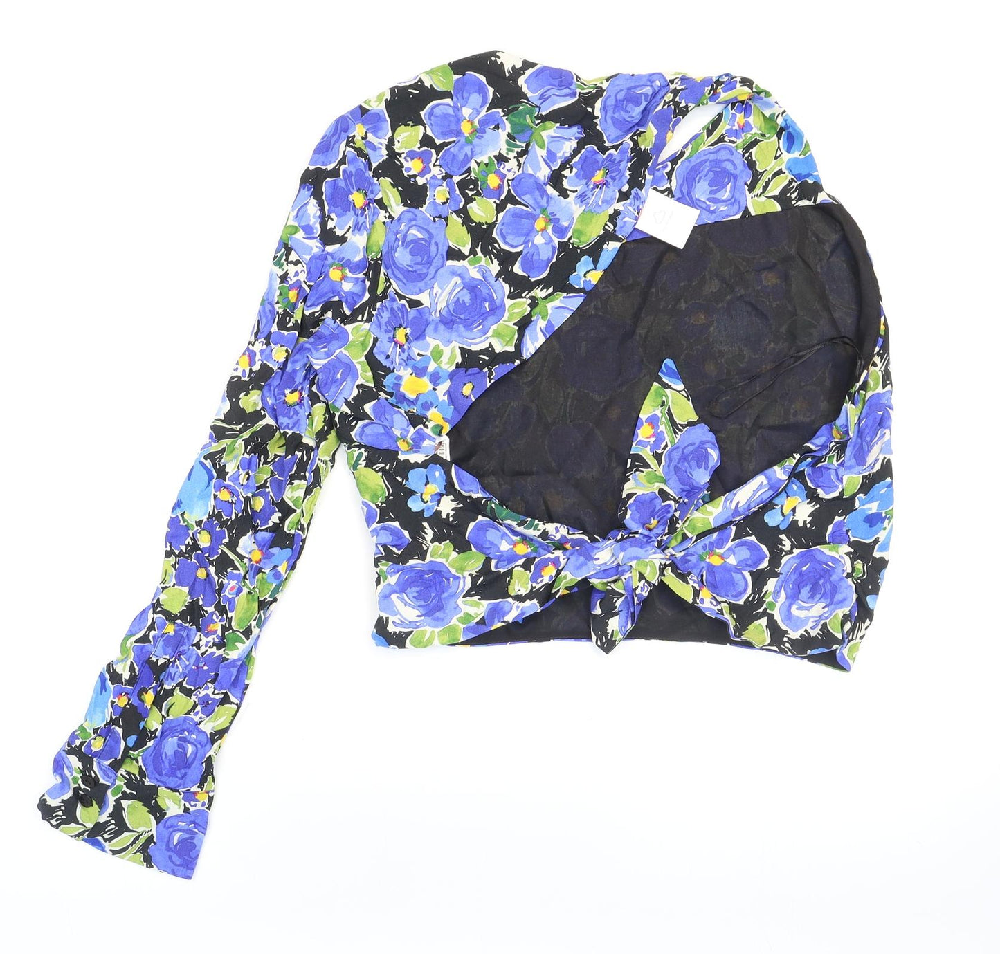 Womens UK Size L Zara Multicoloured Cropped Blouse