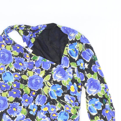 Womens UK Size L Zara Multicoloured Cropped Blouse
