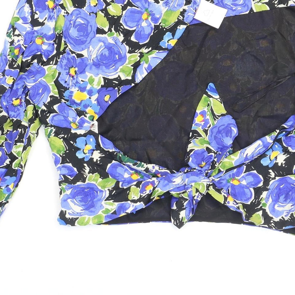 Womens UK Size L Zara Multicoloured Cropped Blouse