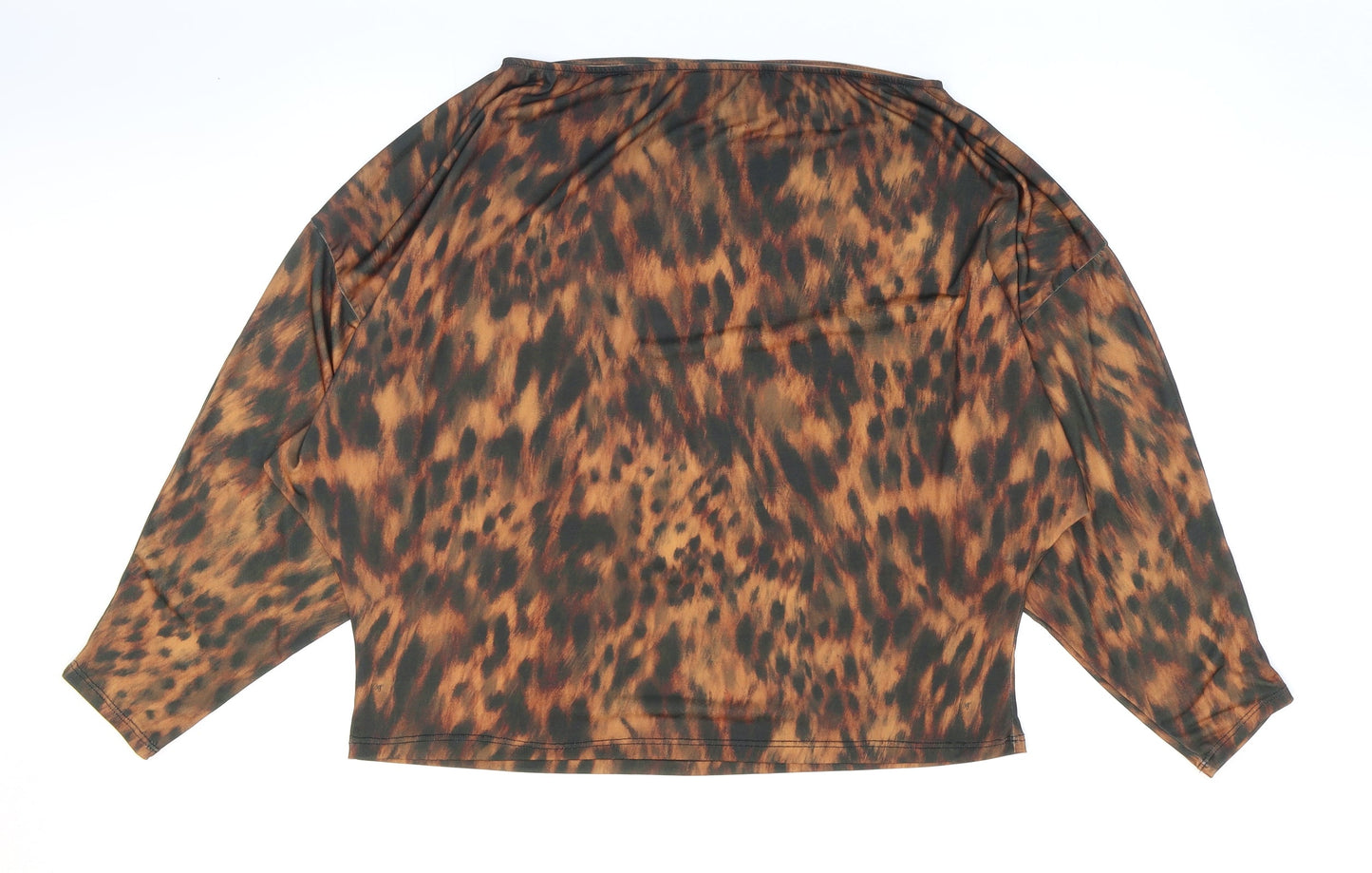 Lipsy Womens Brown Animal Print Polyester Basic T-Shirt Size 16 Boat Neck