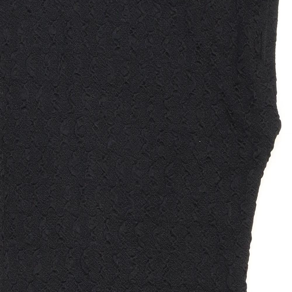 Nuance Womens Black Acetate Bodycon Size 8 Round Neck Pullover - Shoulder pads
