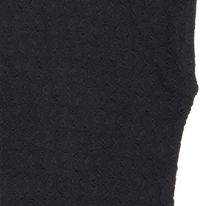 Nuance Womens Black Acetate Bodycon Size 8 Round Neck Pullover - Shoulder pads