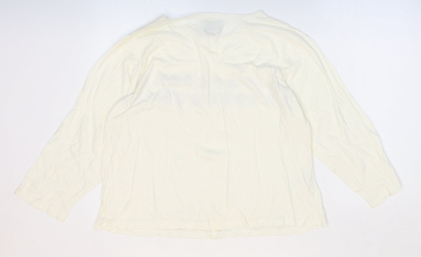 A la Maison Womens White Geometric 100% Cotton Basic T-Shirt Size 18 Round Neck