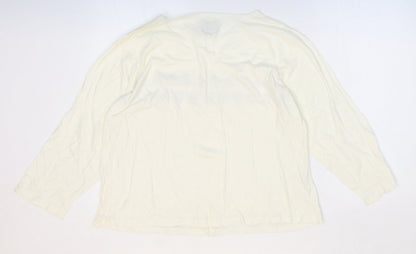 A la Maison Womens White Geometric 100% Cotton Basic T-Shirt Size 18 Round Neck