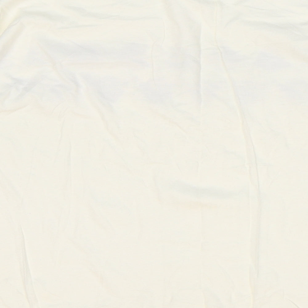 A la Maison Womens White Geometric 100% Cotton Basic T-Shirt Size 18 Round Neck