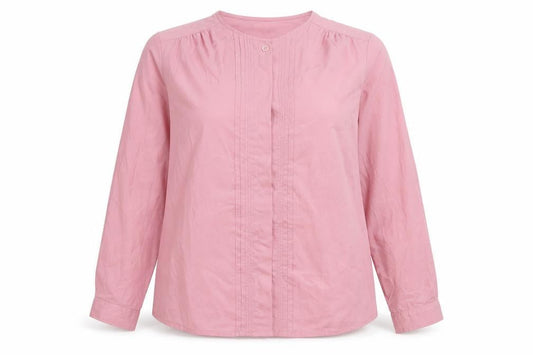 Ashley Hall Womens Pink Polyester Basic Button-Up Size 10 Round Neck