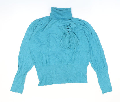 Womens UK Size M Text Blue Pullover Jumper