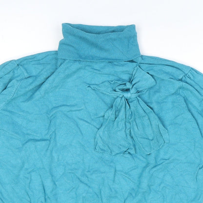 Womens UK Size M Text Blue Pullover Jumper