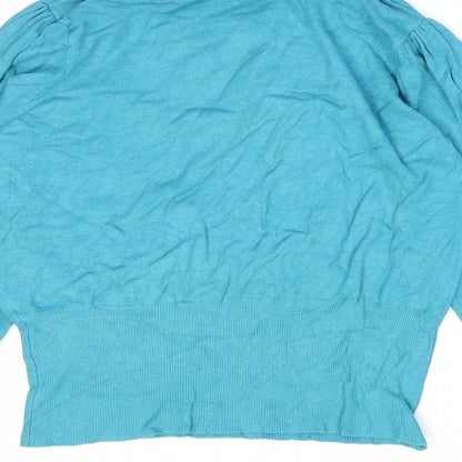 Womens UK Size M Text Blue Pullover Jumper