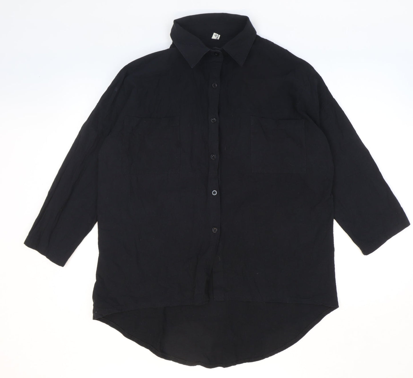 Shangyu Womens Black Polyester Basic Button-Up Size 12 Collared