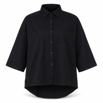 Shangyu Womens Black Polyester Basic Button-Up Size 12 Collared
