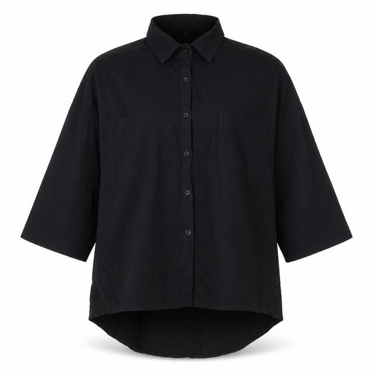 Shangyu Womens Black Polyester Basic Button-Up Size 12 Collared