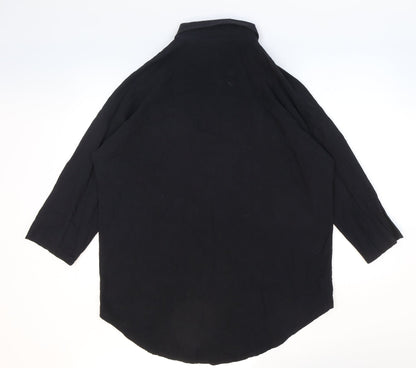 Shangyu Womens Black Polyester Basic Button-Up Size 12 Collared