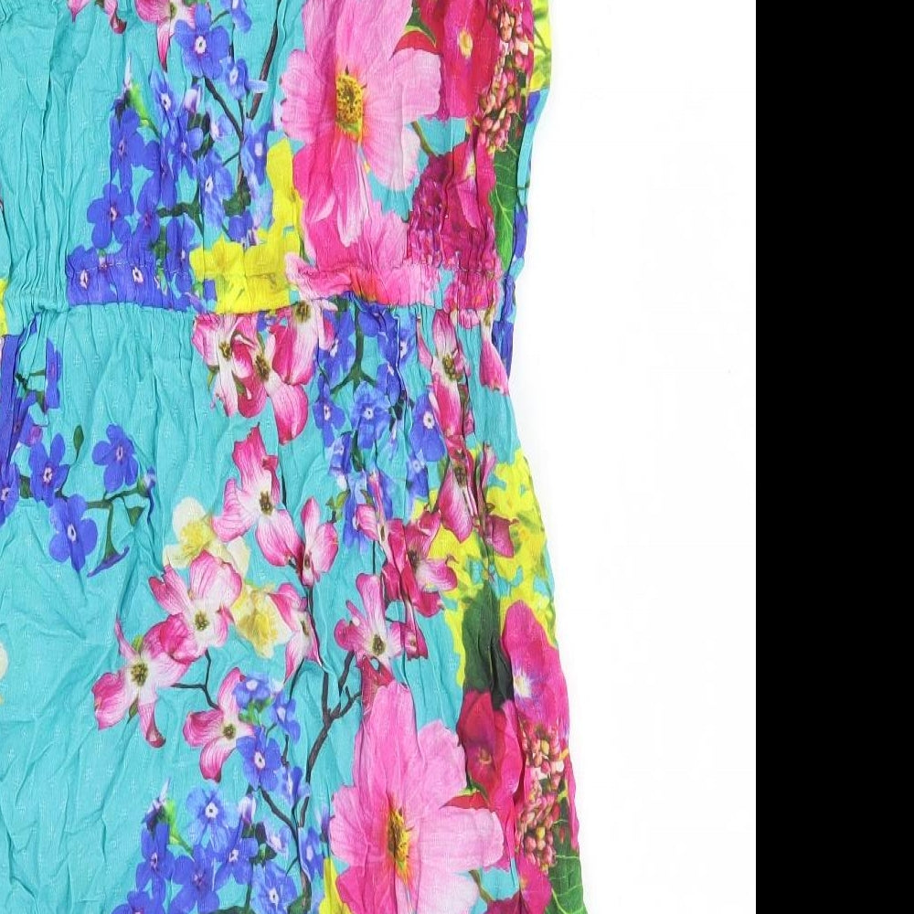 NEXT Womens Multicoloured Floral Viscose Mini Size 10 Off the Shoulder Pullover