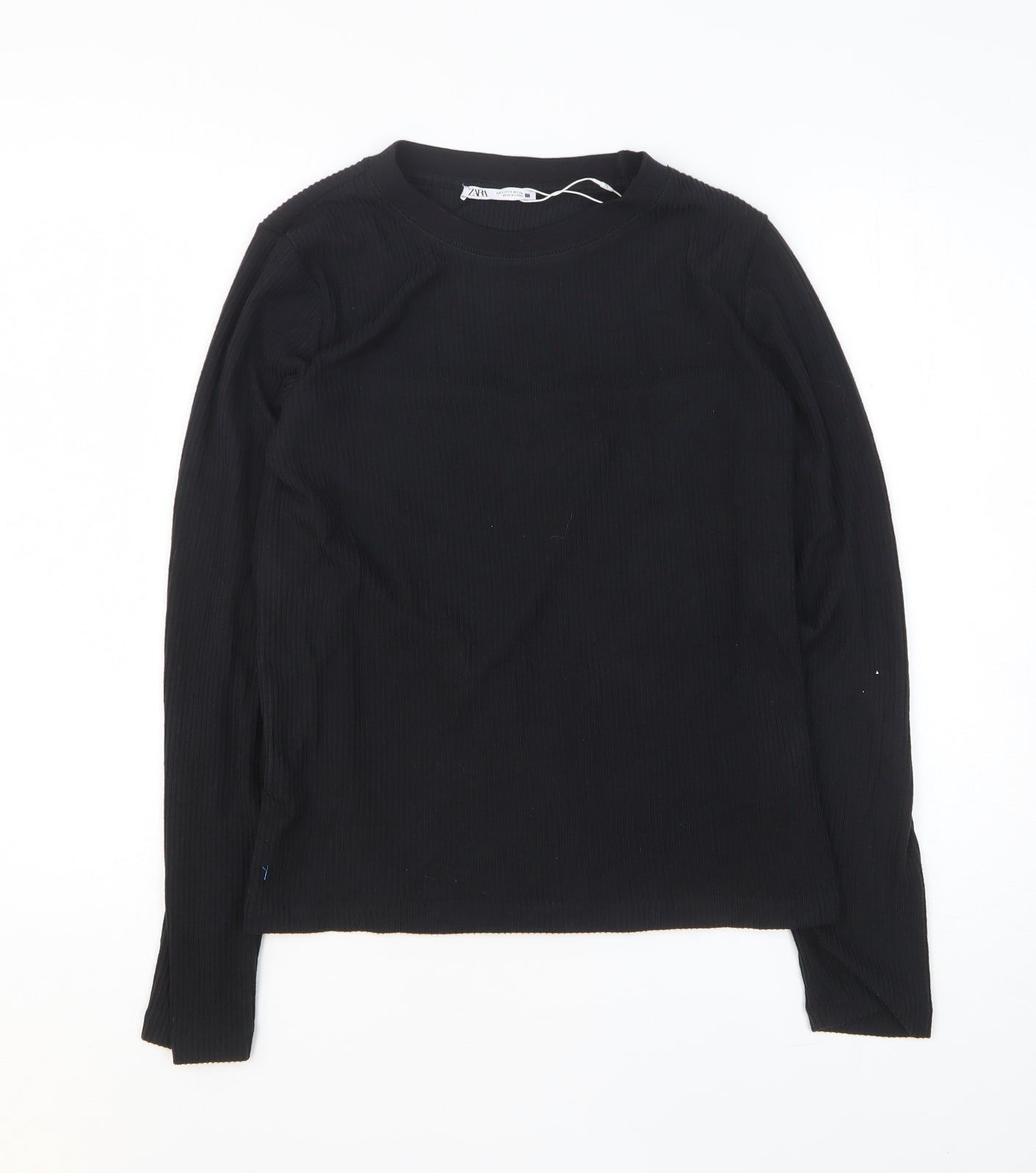 Womens UK Size S Zara Black Basic T-Shirt