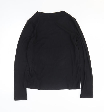 Womens UK Size S Zara Black Basic T-Shirt
