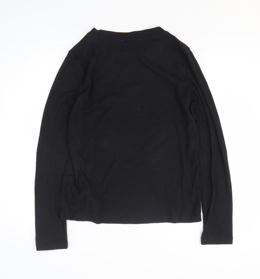 Womens UK Size S Zara Black Basic T-Shirt