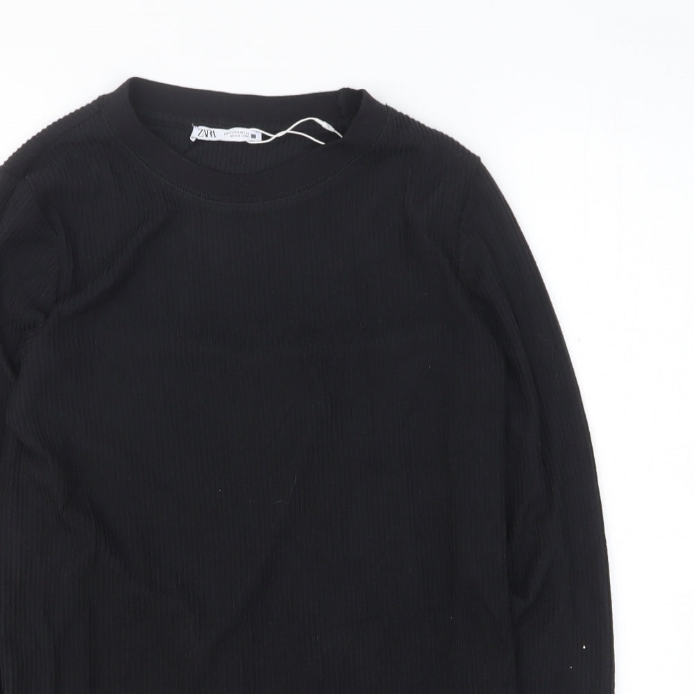 Womens UK Size S Zara Black Basic T-Shirt