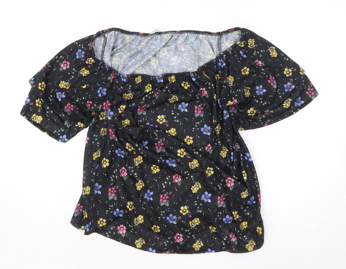 Papaya Womens Black Floral Polyester Basic Size 18 Off the Shoulder