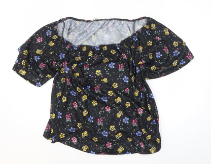 Papaya Womens Black Floral Polyester Basic Size 18 Off the Shoulder