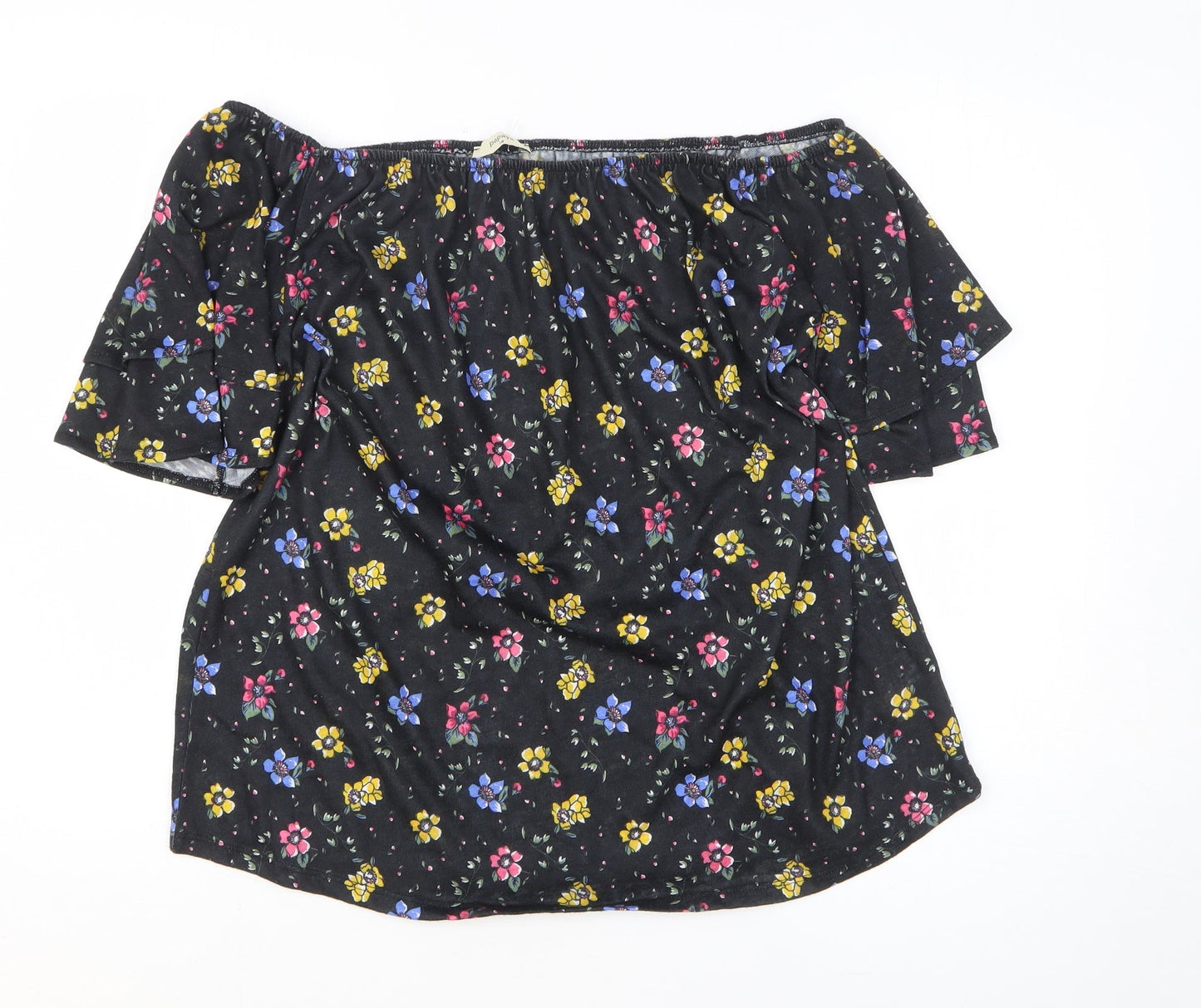 Papaya Womens Black Floral Polyester Basic Size 18 Off the Shoulder